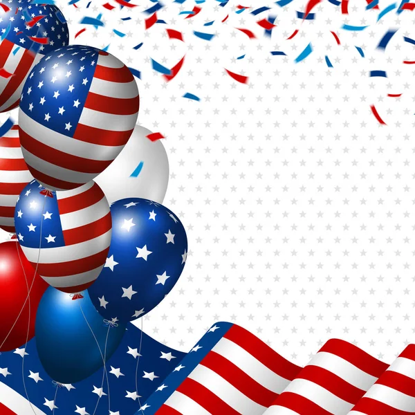 Americká Vlajka Balón Kopírovat Prostor Nápis Usa Července Den Nezávislosti — Stockový vektor