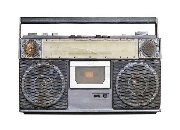 Old stereo isolated on white background
