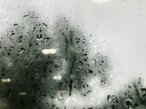 Капли Дождя Стеклянном Окне Фоне Дождливого Сезона — стоковое фото