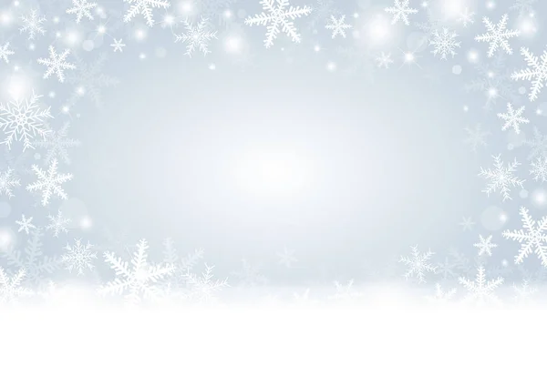 Karácsonyi háttér koncepcióterv, fehér hópehely és a hó másol hely vektoros illusztráció — Stock Vector