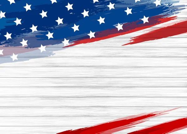 Американський Прапор Фарби Білому Тлі Деревини Векторні Ілюстрації — стоковий вектор