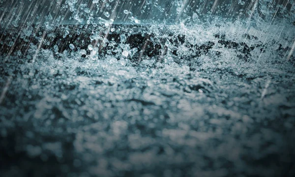 Regen Fällt Hintergrund Wasserspritzer — Stockfoto