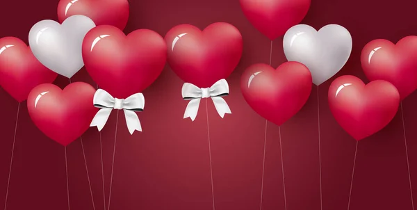 Conception Concept Amour Ballon Coeur Sur Fond Rouge Illustration Vectorielle — Image vectorielle