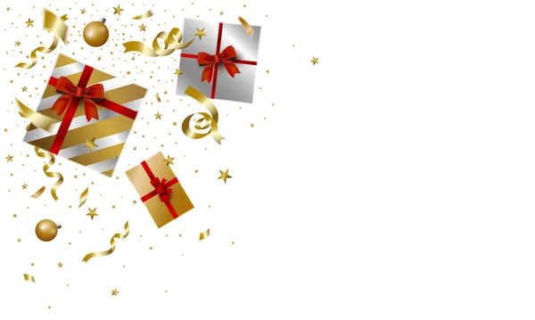 Noël Nouvel Conception Boîte Cadeau Tombant Sur Fond Blanc Avec — Image vectorielle