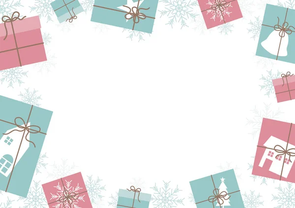 Ontwerp Van Banner Van Christmas Gift Box Sneeuwvlok Achtergrond Met — Stockvector