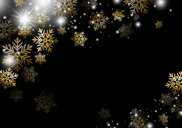 Christmas Background Design Gold Snowflake Winter Season Vector Illustration — Stock Vector