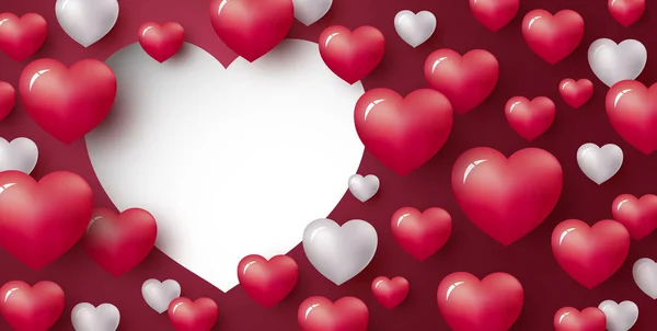 Love Concept Design Heart Red Background Copy Space Valentine Day — стоковый вектор