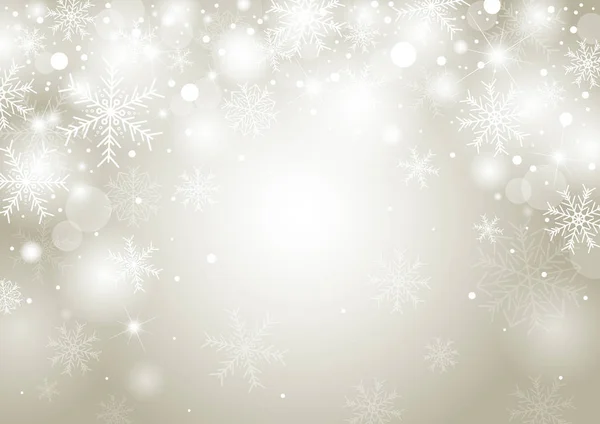 Kerstmis Achtergrond Conceptontwerp Van Witte Sneeuwvlok Sneeuw Met Kopie Ruimte — Stockvector