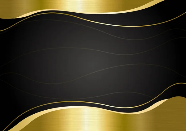 Gold Metall Banner Auf Schwarzem Hintergrund Vektor Illustration — Stockvektor