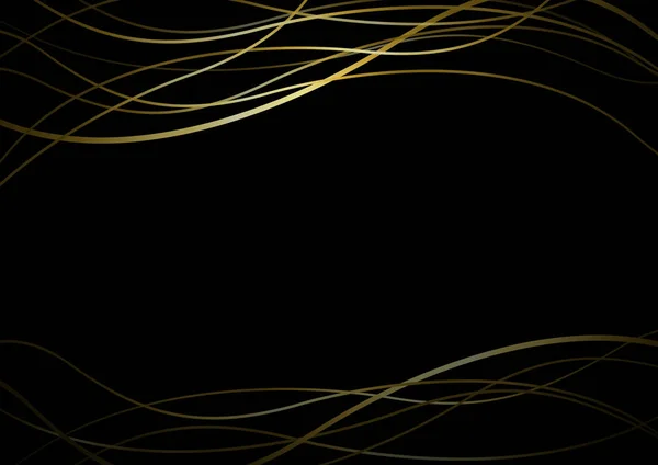 黒の背景ベクトル図で抽象的なゴールド ライン バナー — ストックベクタ