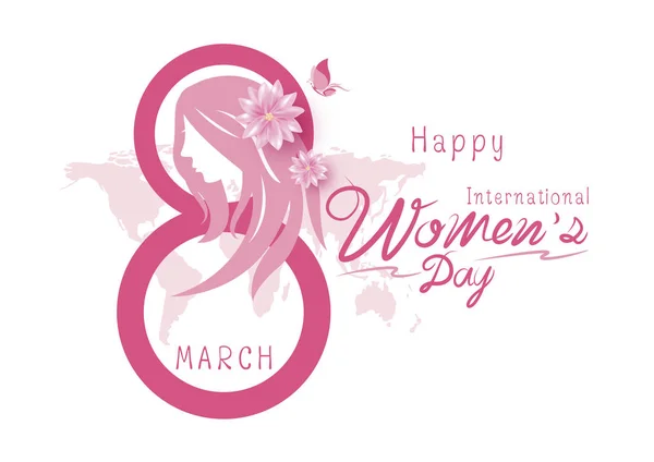 Mart Mutlu Uluslararası Kadınlar Günü Vektör Illüstrasyonu — Stok Vektör