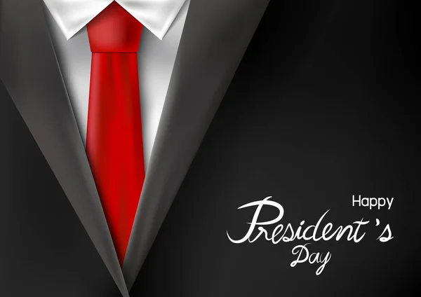 Projeto Dia Presidente Terno Com Ilustração Vetorial Gravata Vermelha — Vetor de Stock