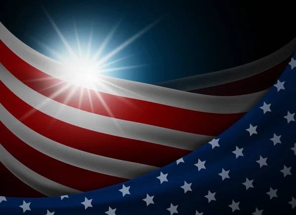 Bandeira Americana Dos Eua Com Ilustração Vetorial Fundo Claro —  Vetores de Stock