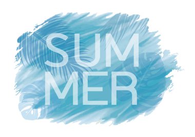 Soyut tropikal yaz arka plan tasarımı suluboya ve yaprakları vektör illüstrasyon