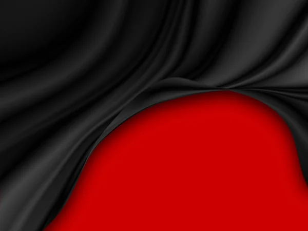 Black luxury fabric on red background with copy space — Stock Photo, Image