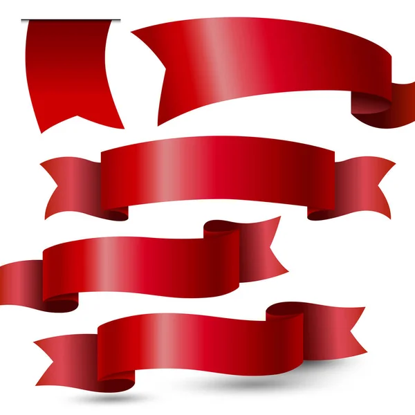 Červená stuha na bílém pozadí – ilustrace — Stockový vektor