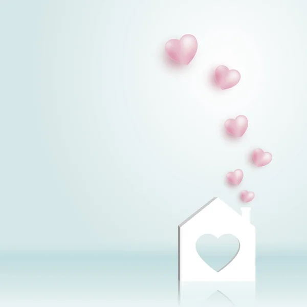 Papier maison avec illustration vectorielle coeur — Image vectorielle