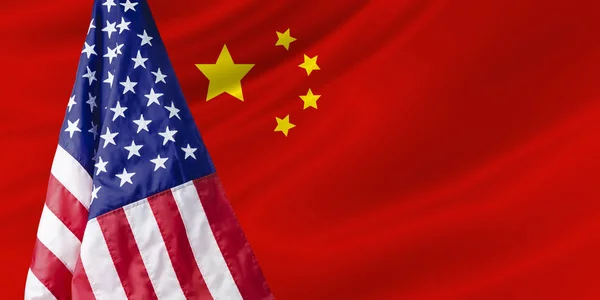 Verenigde Staten en China vlag achtergrond — Stockfoto