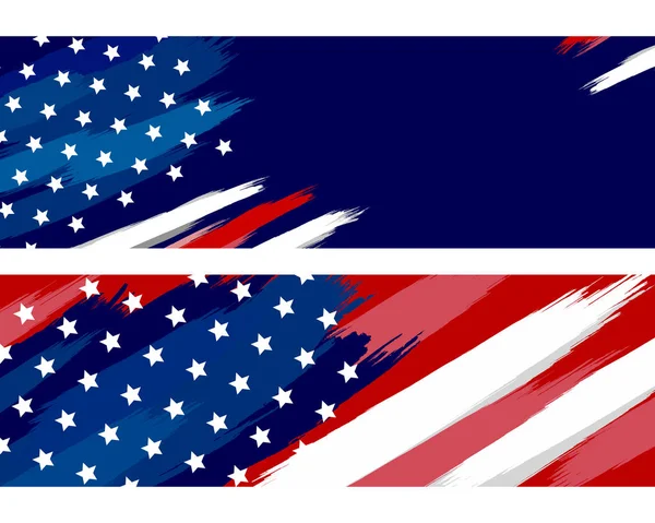 USA o bandiera americana pennello su sfondo bianco vettoriale illustrazione — Vettoriale Stock