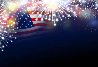 ABD'de 4 Temmuz Bağımsızlık Günü'nde havai fişeklerle Amerikan bayrağı tasarımı