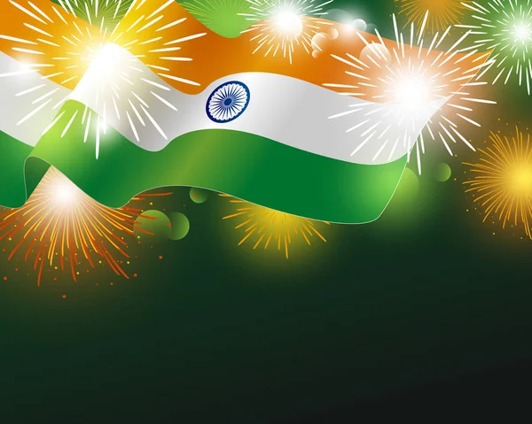 India bandiera con fuochi d'artificio sfondo vettoriale illustrazione — Vettoriale Stock