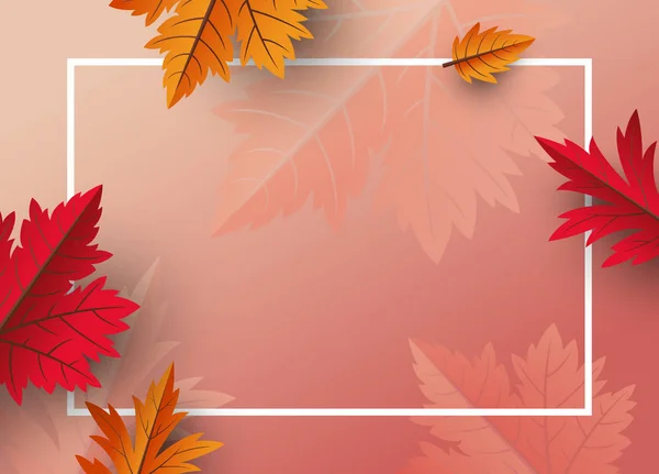 Herbst Blätter Hintergrunddesign mit Kopierraum Vektor Illustration — Stockvektor