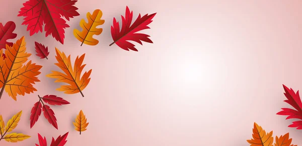 Herfst bladeren achtergrond ontwerp met kopie ruimte vector illustratie — Stockvector
