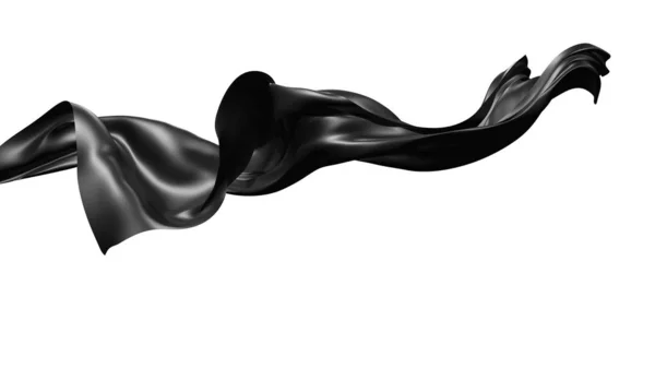 클리핑 경로 3d 렌더링흰색 배경에 절연 된 바람을 날뛰는 검은 색 직물 천 — 스톡 사진