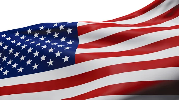 Pohled do USA nebo americké vlajky izolované na bílém pozadí s ořezovou cestou 3D vykreslení — Stock fotografie