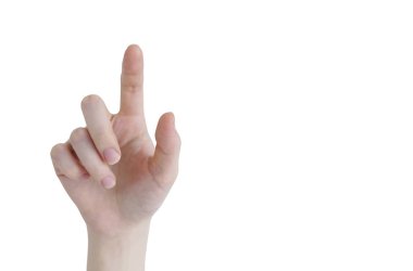 Kırpma yolu ile beyaz arka plan üzerinde izole bir şey dokunmadan kadın el