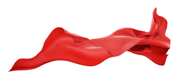 클리핑 경로 3d 렌더링흰색 배경에 절연 된 바람을 날뛰는 빨간색 패브릭 천 — 스톡 사진
