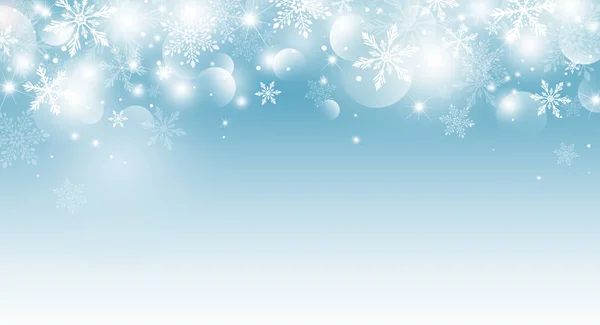 Diseño de fondo de Navidad de copo de nieve y bokeh con ilustración vectorial efecto luz — Vector de stock