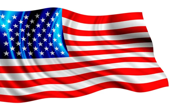 Beyaz Arka Planda Izole Edilmiş Amerikan Bayrağı — Stok fotoğraf