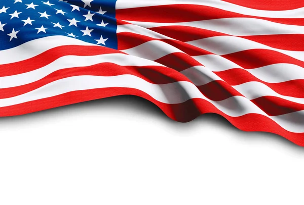 Usa Flagga Isolerad Vit Bakgrund Med Kopia Utrymme Render — Stockfoto