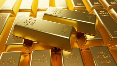 Altın çubuklar arkaplan 3B Render