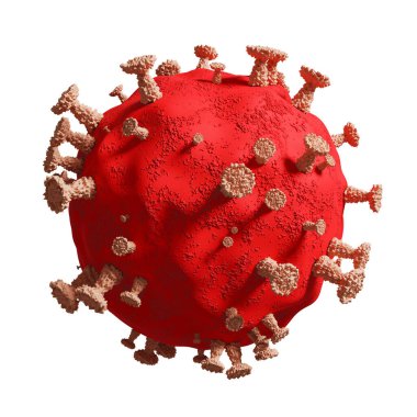 Coronavirus ya da Covid-19 beyaz arkaplanda 3 boyutlu görüntüleme