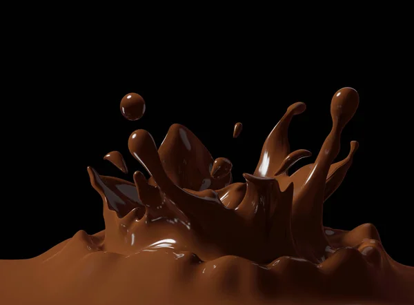 Шоколадный Брызг Черном Фоне Рендеринг — стоковое фото