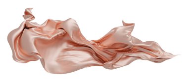 Pink gold luxury cloth flying in the wind isolated on white background 3D render clipart