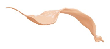 Krem temel sıçraması beyaz arkaplanda izole edilmiş 3d oluşturma