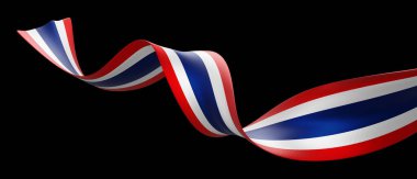 Tayland bayrak kurdelesi siyah zemin üzerinde 3 boyutlu kopyalama alanı ile izole edildi