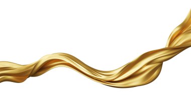 Gold luxury fabric isolated on white background with copy space 3D render