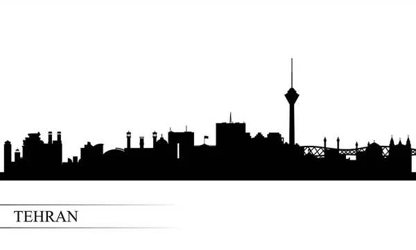 德黑兰城市天际线剪影背景 矢量插图 — 图库矢量图片
