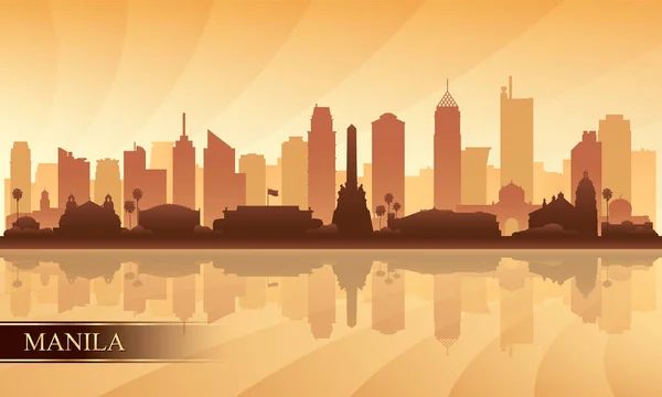 Manila City Skyline Silhouette Hintergrund Vektorillustration — Stockvektor