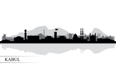 Kabil şehrinin siluet arkaplanı, vektör illüstrasyonu