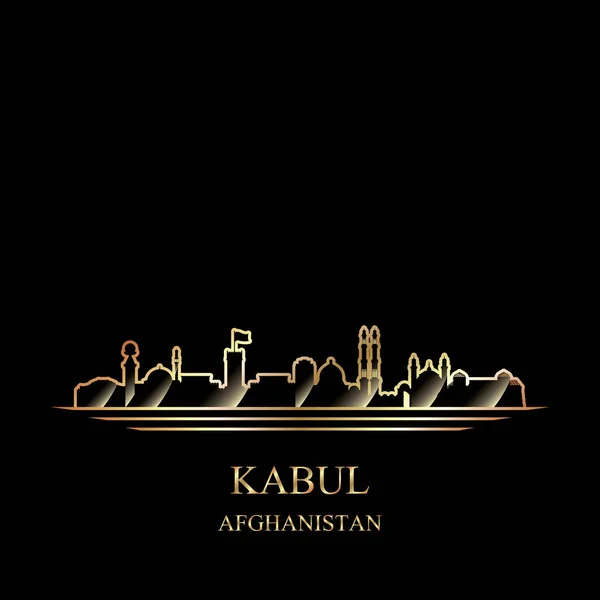 Goud Silhouet Van Kabul Zwarte Achtergrond Vector Illustratie — Stockvector