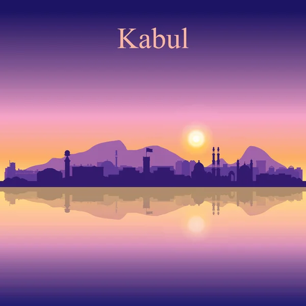 Kabul Stad Silhouet Zonsondergang Achtergrond Vector Illustratie — Stockvector