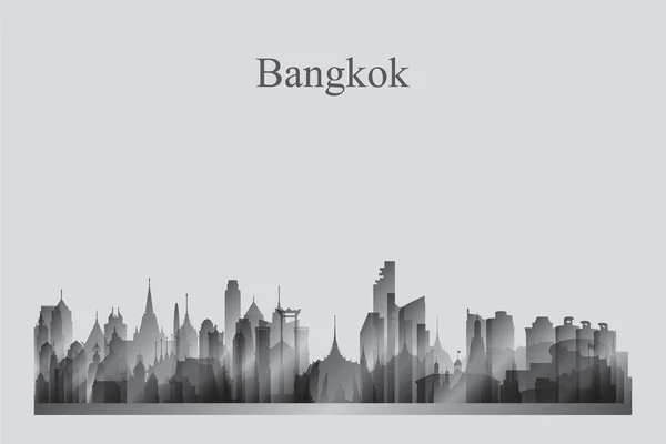 Bangkok Silhouette Skyline Ville Illustration Vectorielle Niveaux Gris — Image vectorielle