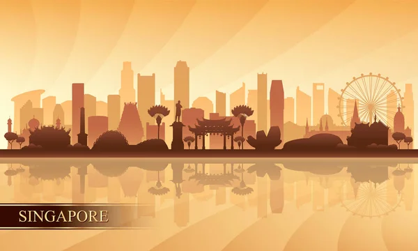 Cingapura Cidade Skyline Silhueta Fundo Ilustração Vetorial — Vetor de Stock