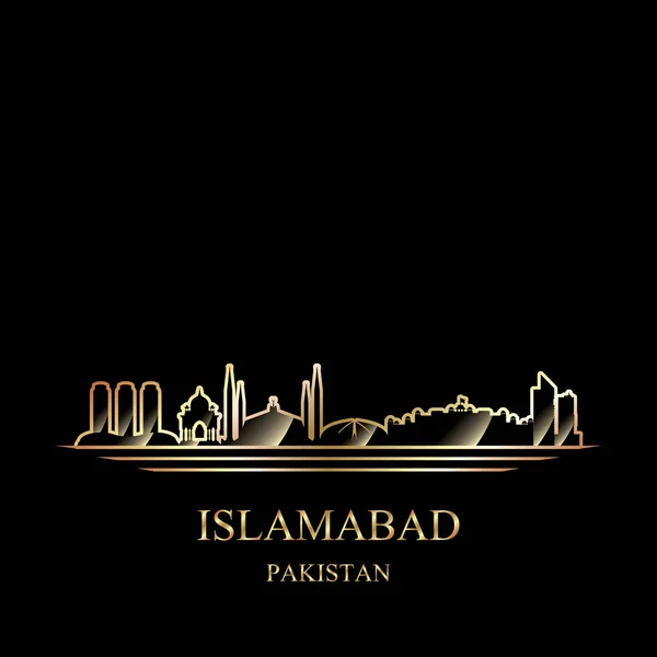 Silhouette Dorée Islamabad Sur Fond Noir Illustration Vectorielle — Image vectorielle