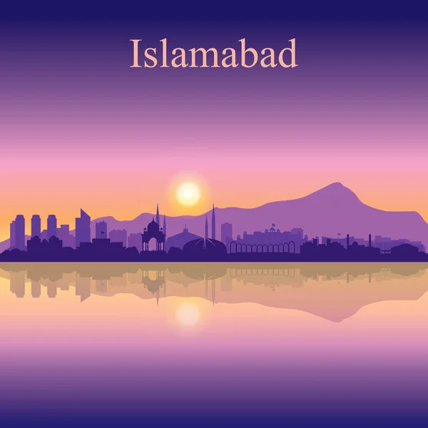 Islamabad Stad Silhouet Zonsondergang Achtergrond Vector Illustratie — Stockvector